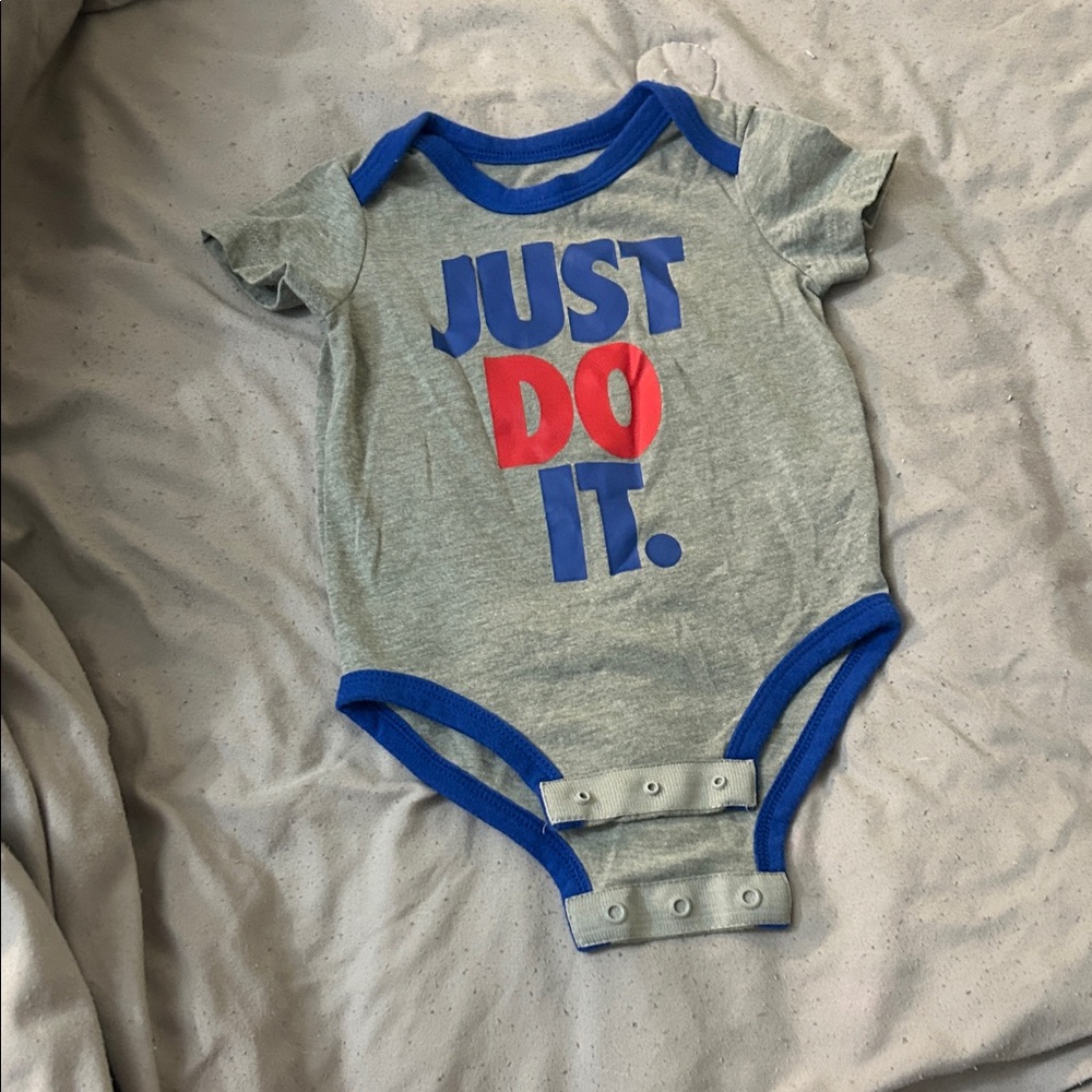 Nike Gray Bodysuit with Blue and Red Accents